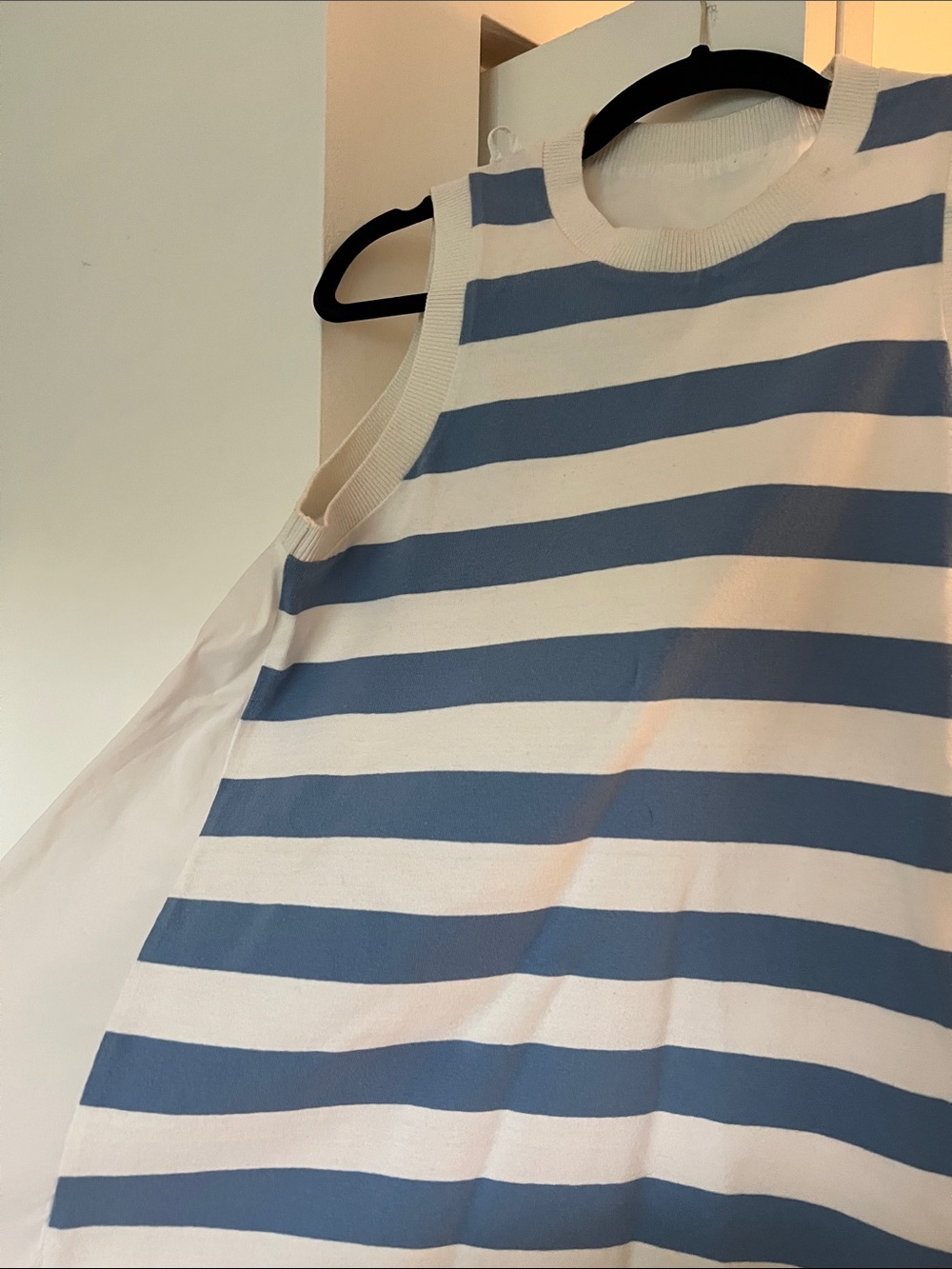 Moncler Blue and White Striped Sleeveless Top